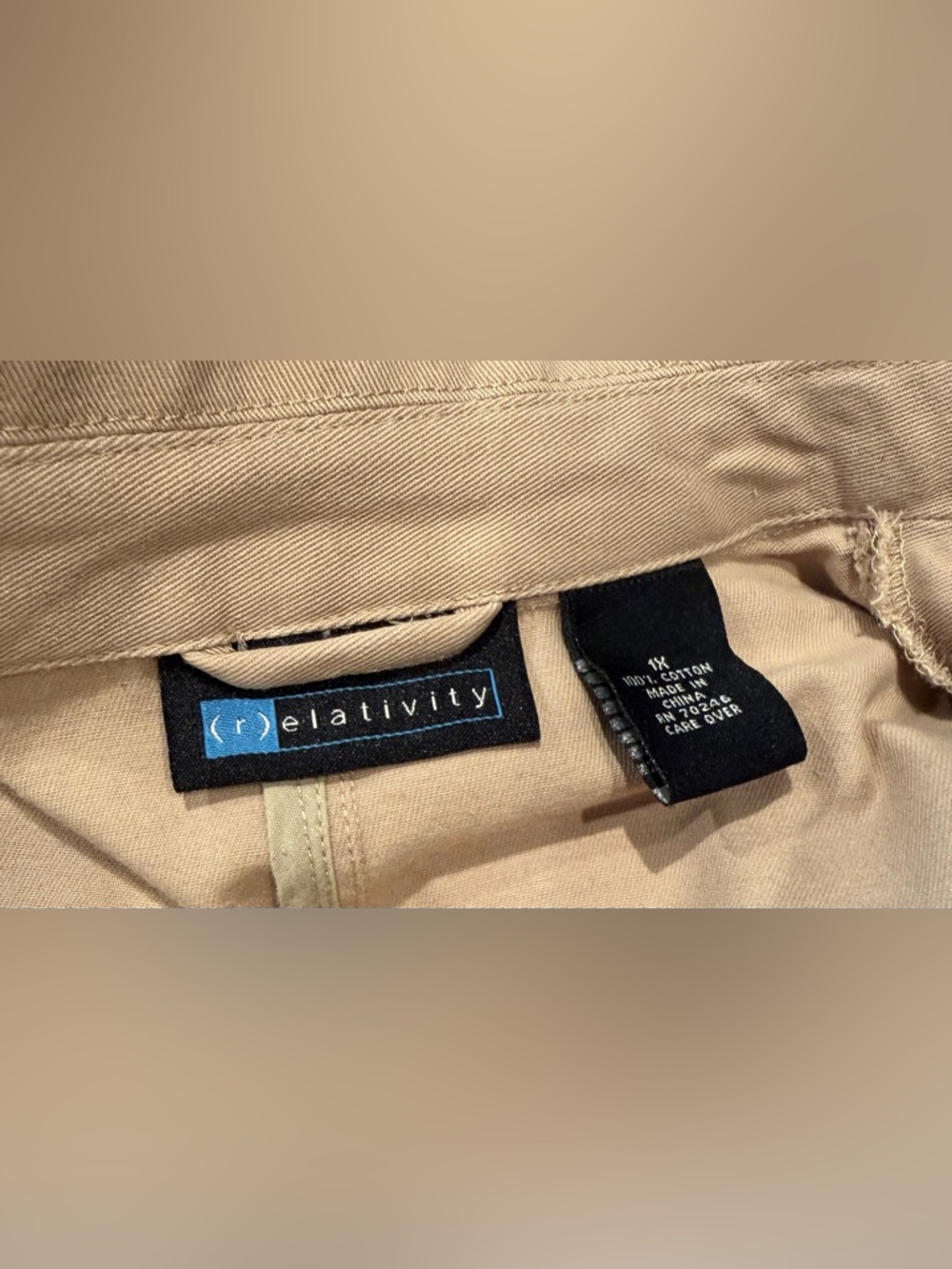 Relativity Khaki 100% Cotton Blazer, Size 1X - Picture 4 of 5